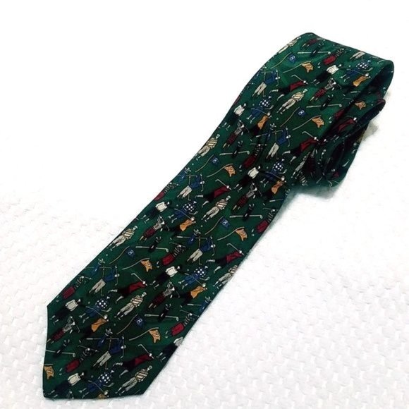 Museum Artifacts Other - Mens Museum Artifacts Golf Theme Green Silk Tie